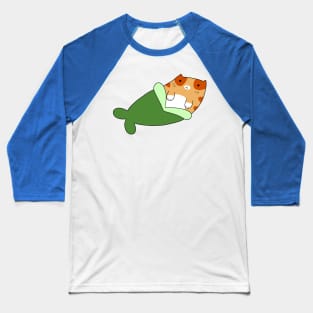 Mermaid Orange Tabby Cat Baseball T-Shirt